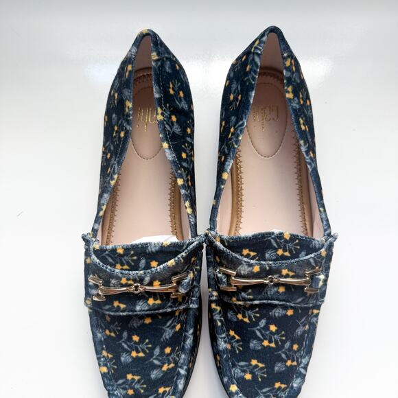 Cabi Carnaby Loafer Navy Floral Velvet Horsebit Slip On Shoes Size 8 - Picture 3 of 11